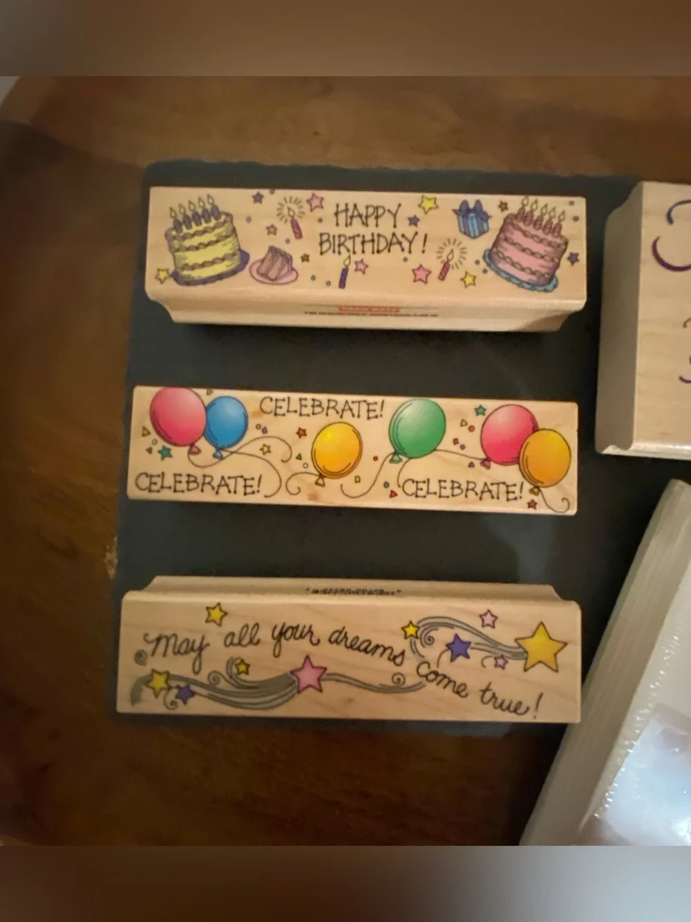 Wooden Birthday & Celebration Stamp Set with Note Cards - Multicolor